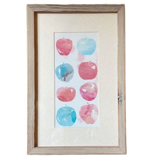 Multicolored Apple Print Watercolor Medium Print is Framed and Matted - Picture 2 of 15